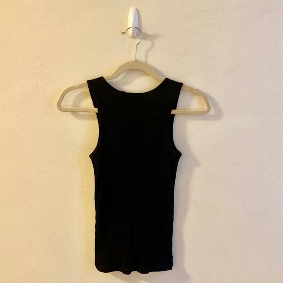 Black Tank Top With Tan Crochet Metal Beaded Bib Boho Size XS - Picture 5 of 10